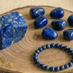Lapis Lazuli Combo Set featuring a lapis lazuli bracelet, raw stones, and polished tumbles for wisdom and communication.