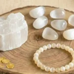 Moonstone Combo Set featuring a moonstone bracelet, raw stones, and polished tumbles in one collection.