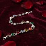 Natural Navratan Gemstone Bracelet Multi Color 9 Stone Crystal Bracelet for Luck, Protection and Planetary Balance