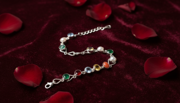 Natural Navratan Gemstone Bracelet Multi Color 9 Stone Crystal Bracelet for Luck, Protection and Planetary Balance