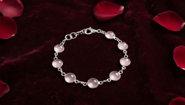 Natural Rose Quartz Gemstone Bracelet Pink Crystal Bracelet for Love, Healing and Emotional Balance