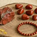 Red Jasper Combo Set featuring a red jasper bracelet, raw stones, and polished tumbles in one collection.
