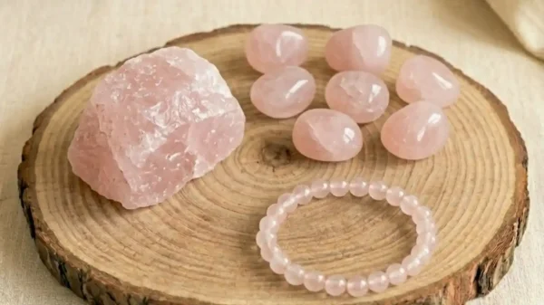 Rose Quartz Combo Set featuring natural rose quartz crystals in a coordinated collection for love and healing.