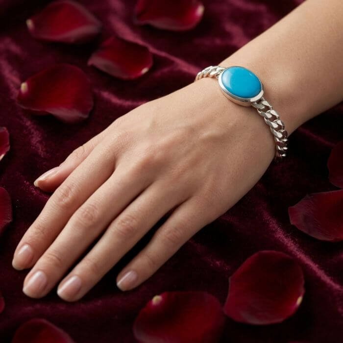T Natural Turquoise Gemstone Bracelet Blue Green Crystal Bracelet for Protection, Healing and Positive Energy