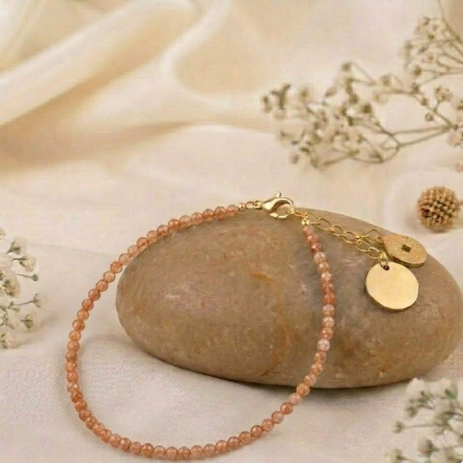 Sunstone Anklet for Confidence and Joy Sunstone Anklet for confidence, joy, and positive energy