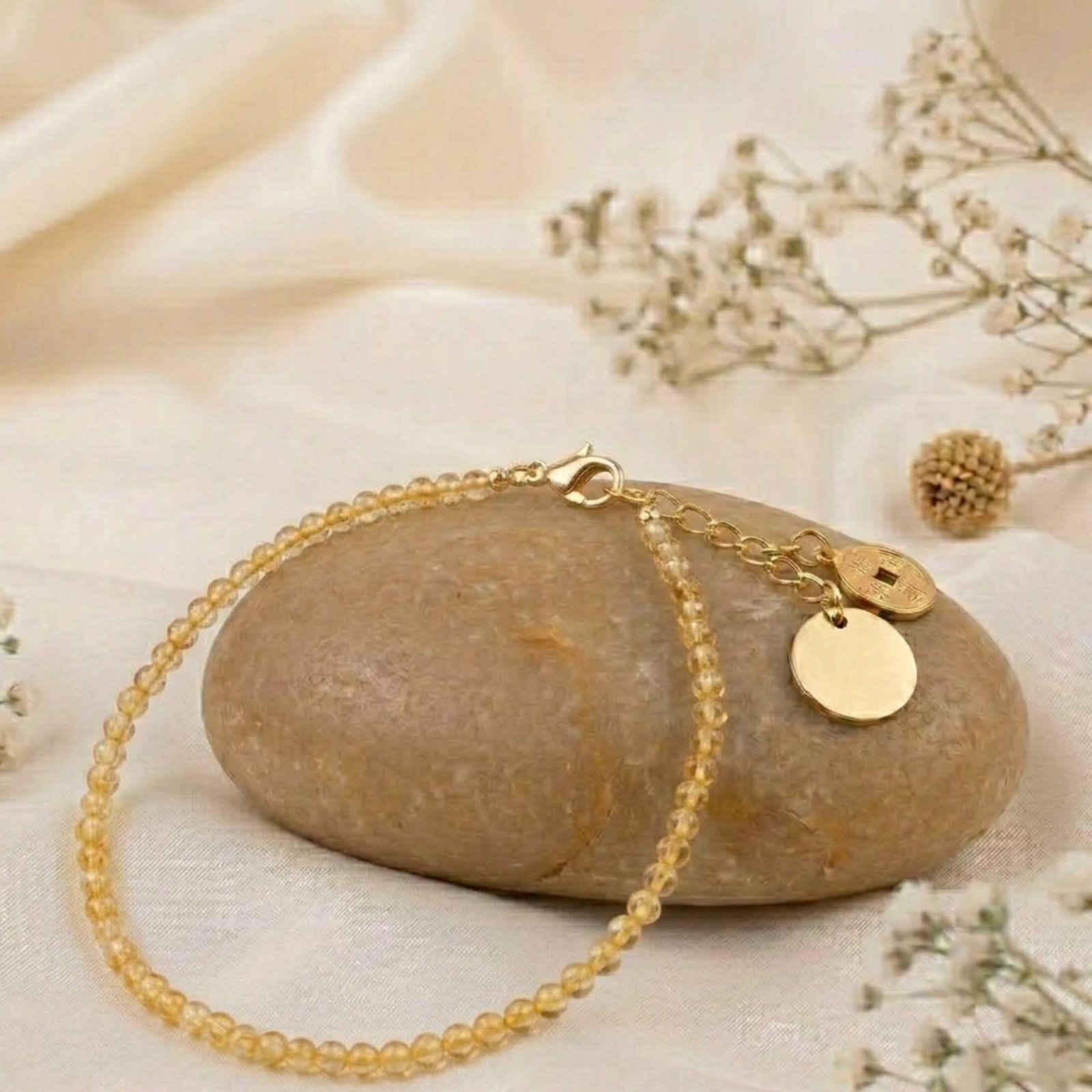 Citrine Anklet for Wealth and Success Citrine Anklet for wealth, success, and positive energy