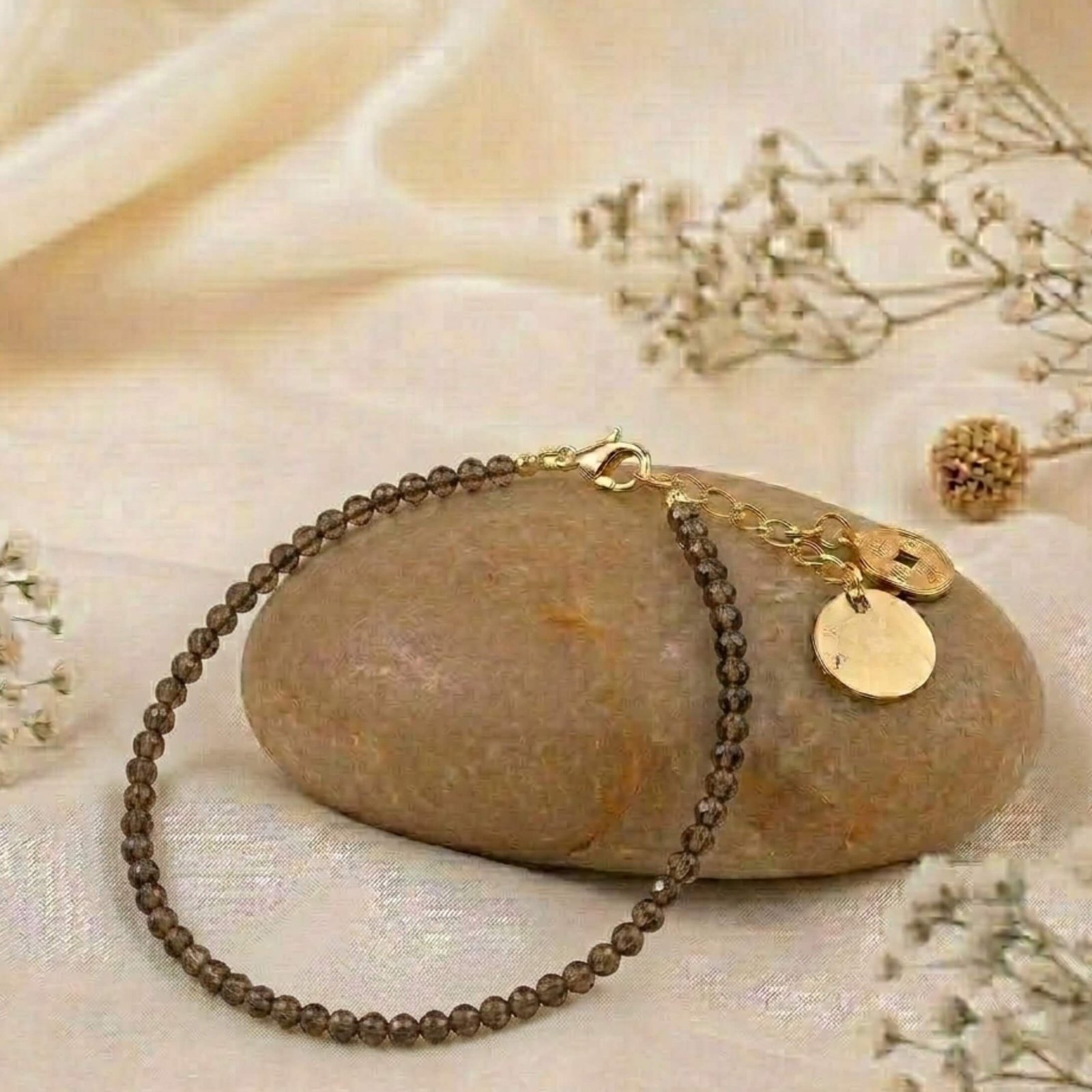 Smoky Quartz Anklet for Protection and Grounding Smoky Quartz Anklet for protection, grounding, and emotional balance