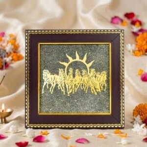 7 horses pyrite frame for wealth success vastu decor
