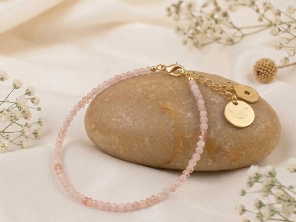 Rose Quartz Anklet for love, emotional healing, and positive energy