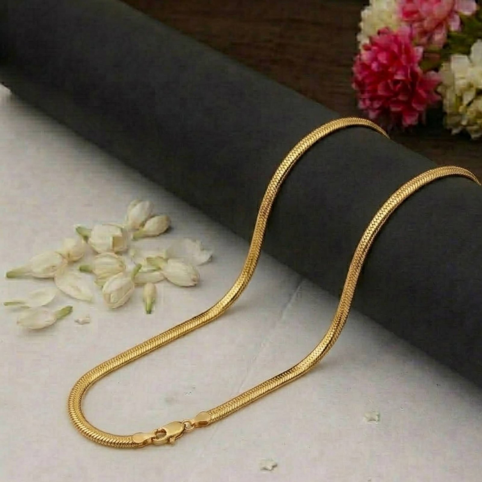 Snake chain necklace with smooth sleek design for men and women
