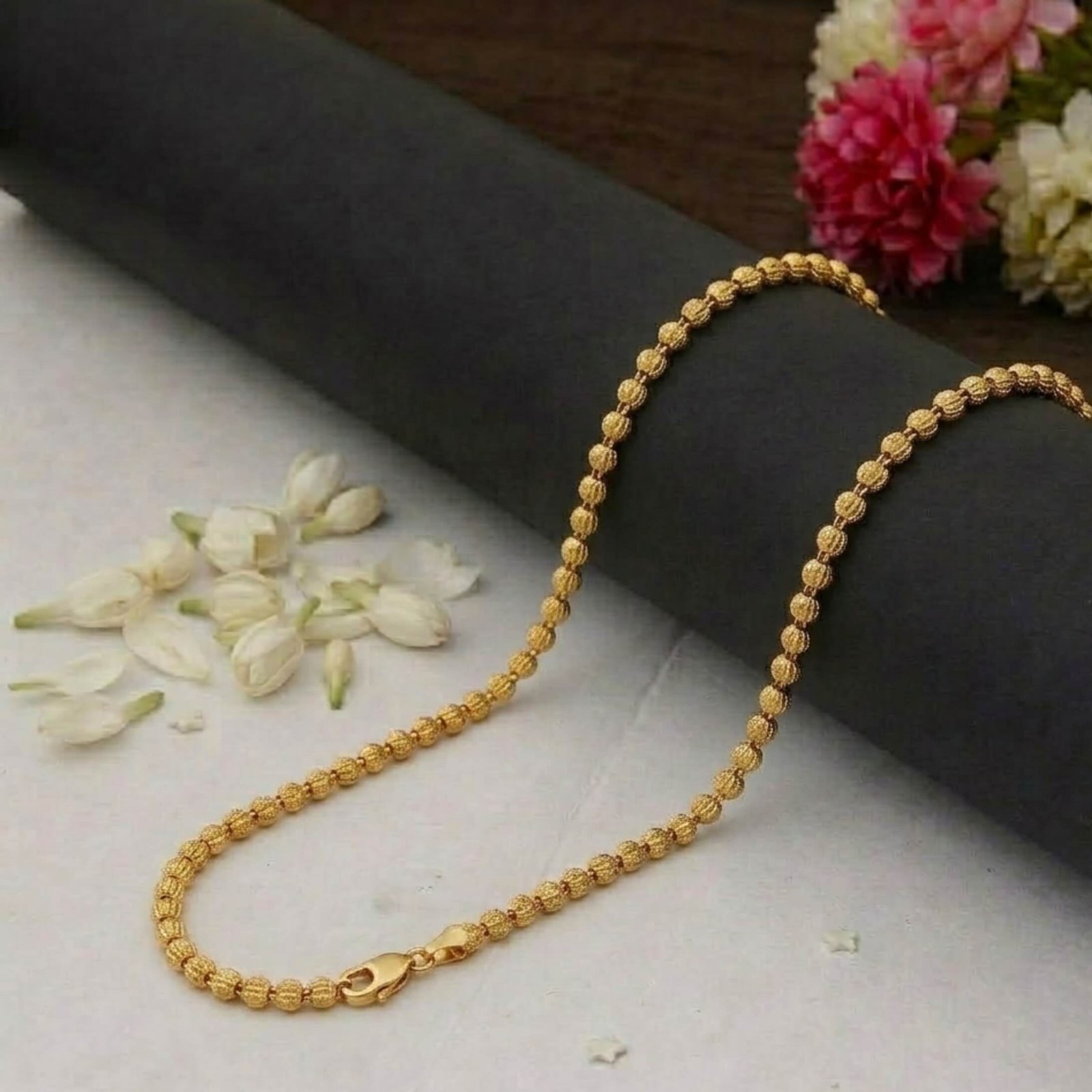 popcorn chain necklace textured bead design