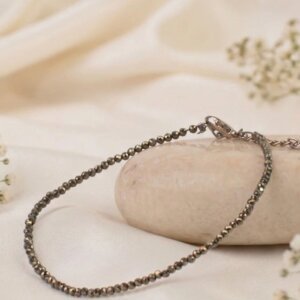 Raw pyrite anklet for wealth and prosperity