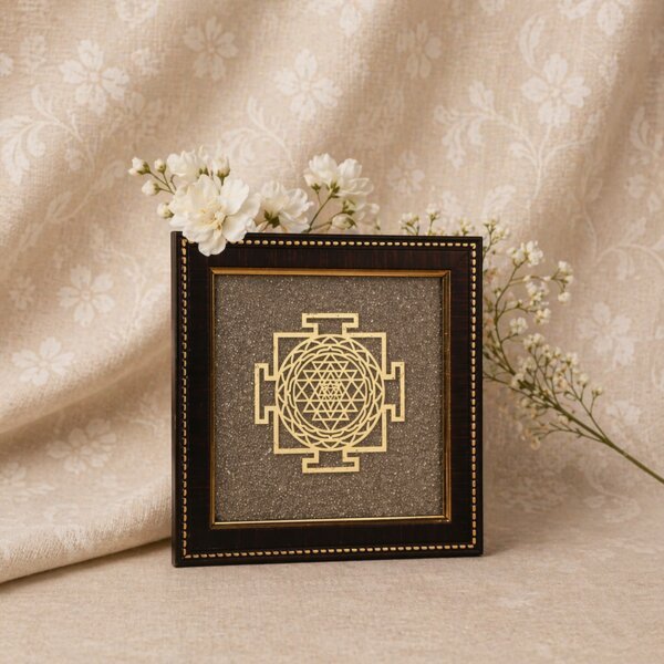 pyrite shree yantra frame for wealth and prosperity vastu decor