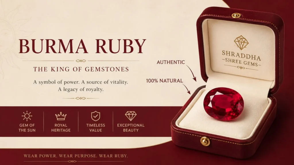 Natural Burma Ruby pigeon blood red gemstone from Myanmar