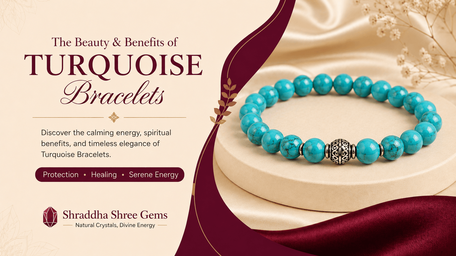 “Benefits of wearing a Turquoise bracelet for healing, positivity and spiritual balance”