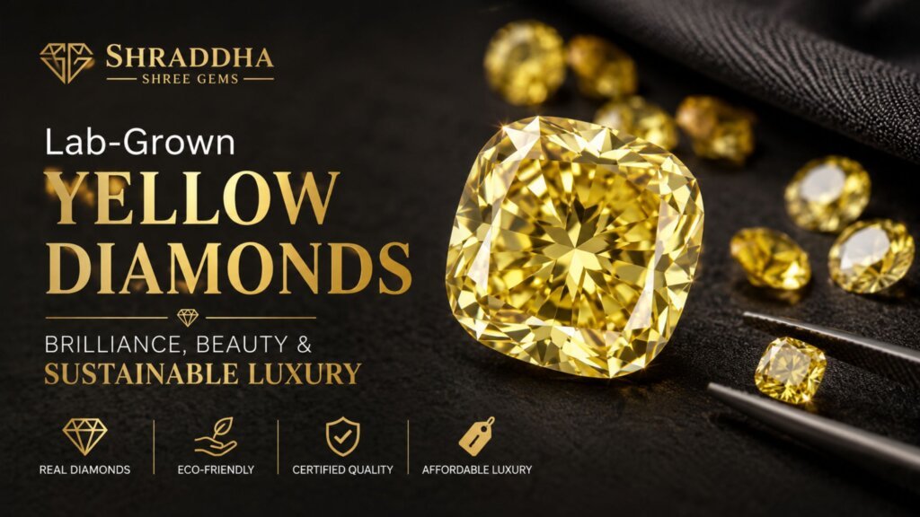 Yellow Lab Grown Diamond featuring a vibrant fancy yellow hue with exceptional brilliance and sparkling clarity.