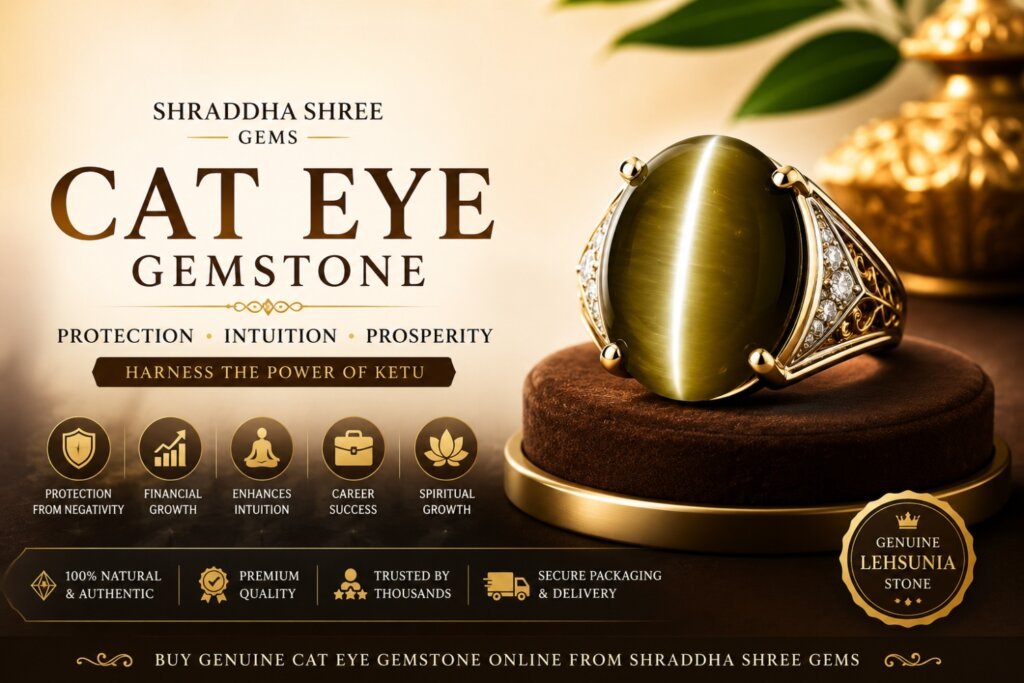 What is Cat Eye Gemstone – Natural Lehsunia Stone for Protection, Wealth & Ketu Astrology | Shraddha Shree Gems