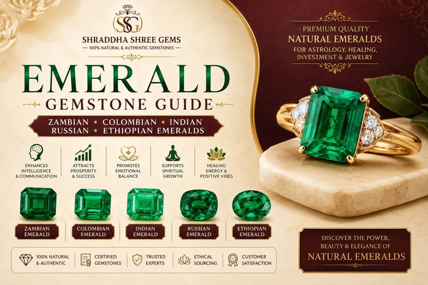 100% Natural and Authentic Emerald Gemstones at Shraddha Shree Gems
