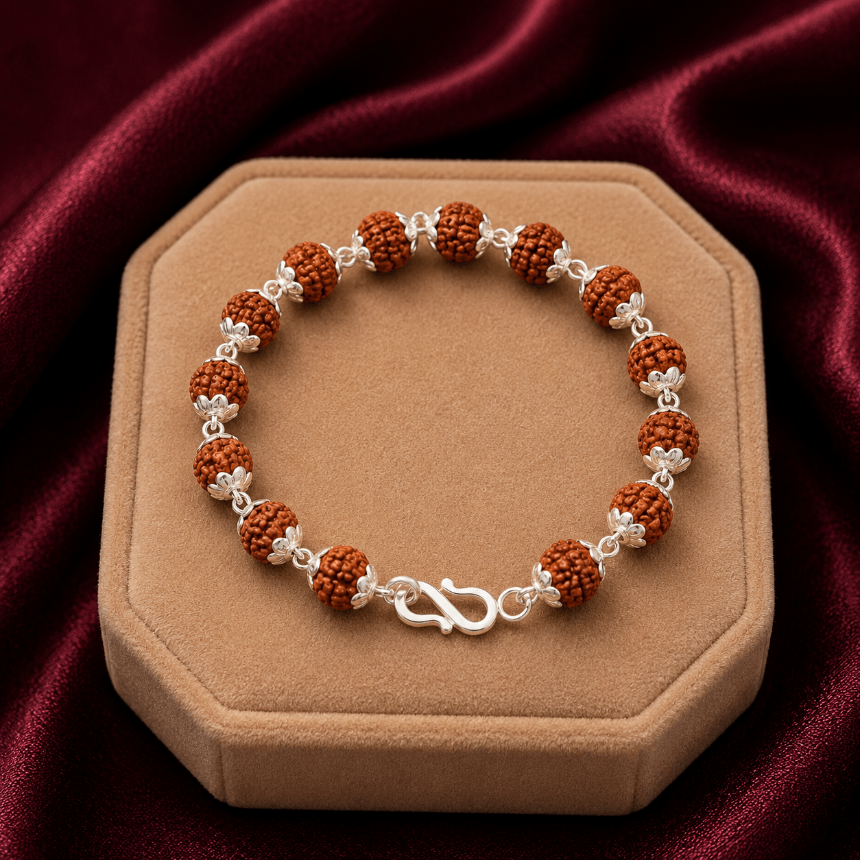 Rudraksha Bracelets featuring natural Rudraksha beads crafted into elegant spiritual bracelet designs with earthy traditional charm.