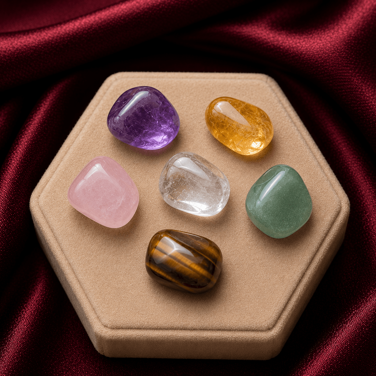 Tumble Stones featuring smooth polished natural gemstones with vibrant colors and refined rounded finishes.