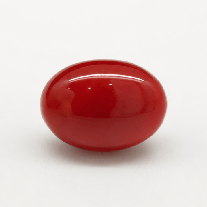 Natural Japanese Coral red to orange oval gemstone JCR-012 from Japan