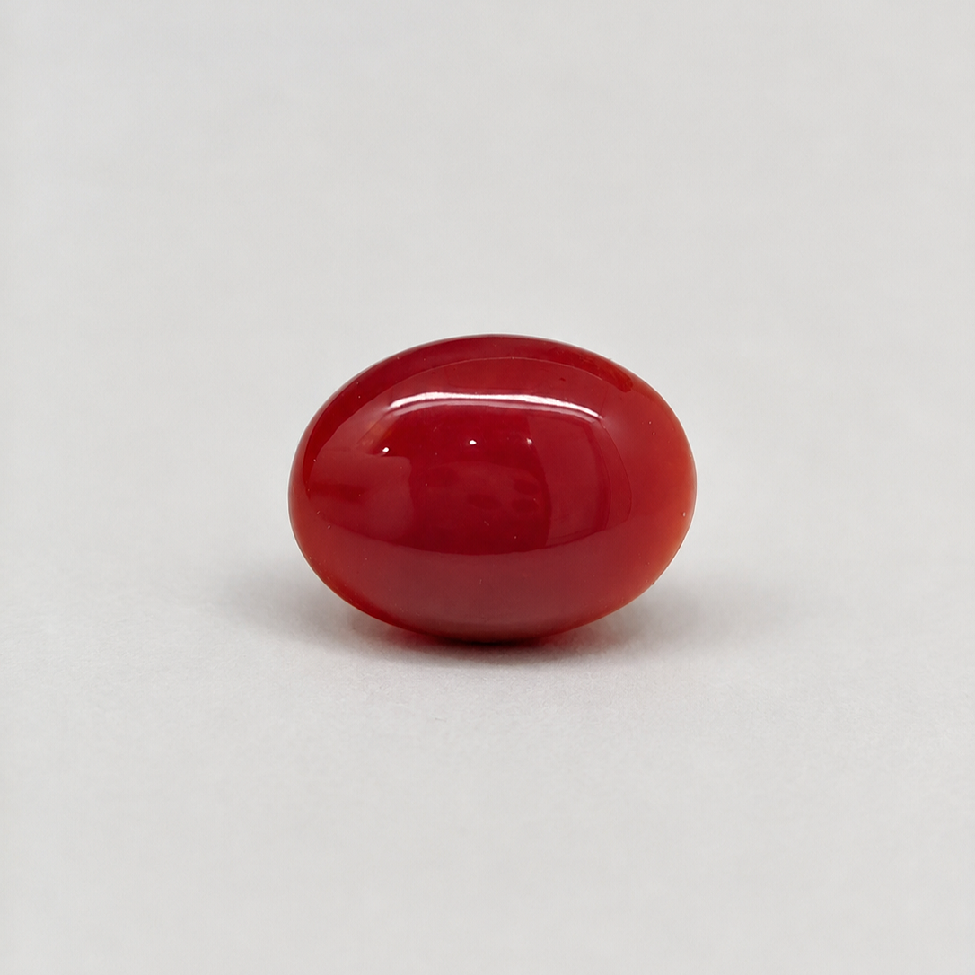 Natural Japanese Coral red to orange oval gemstone JCR-013 from Japan