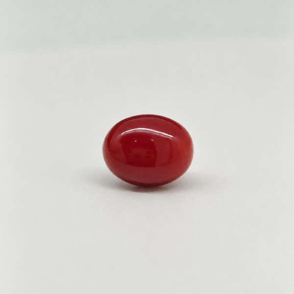 Natural Japanese Coral red to orange oval gemstone JCR-014 from Japan