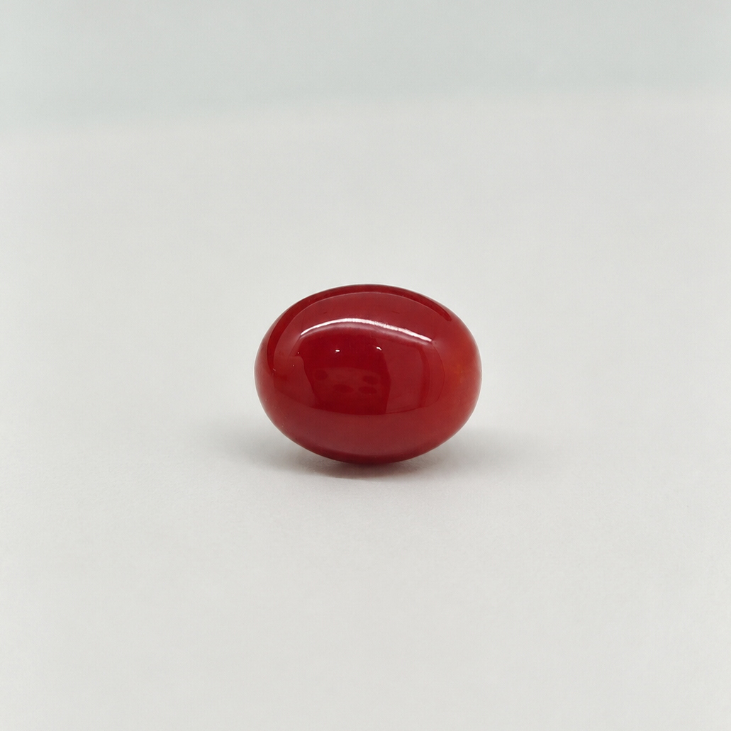 Natural Japanese Coral red to orange oval gemstone JCR-014 from Japan