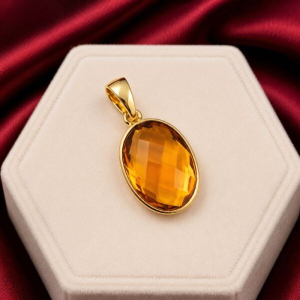 Citrine Pendants featuring vibrant golden-yellow citrine gemstones set in elegant pendant designs with radiant natural brilliance.