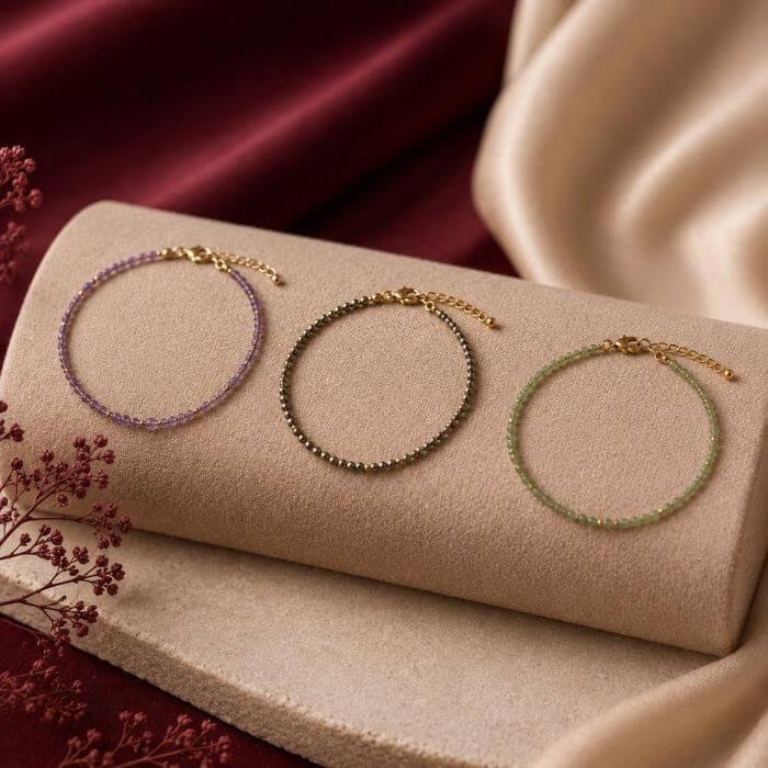Crystal Anklet featuring delicate crystal beads and elegant chain detailing designed for a graceful and stylish look.