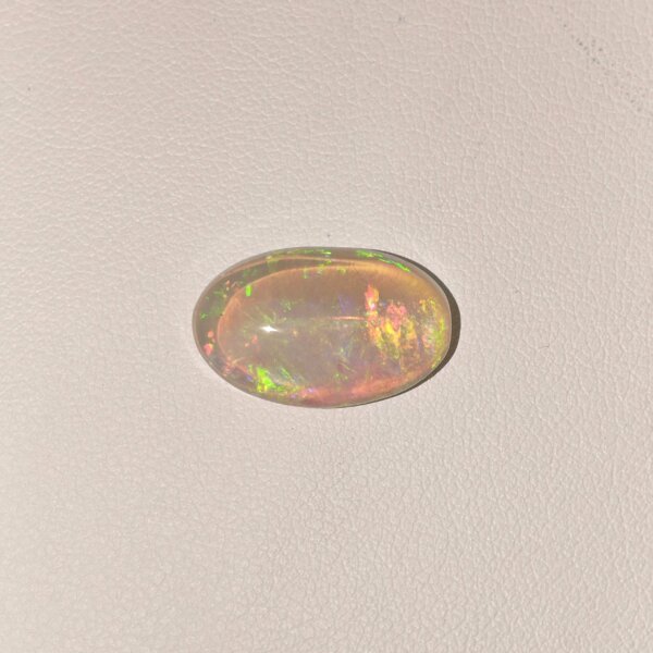 Natural Fire Opal white oval cabochon gemstone OP-005 from Australia