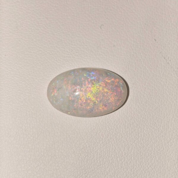 Natural Fire Opal white oval cabochon gemstone OP-006 from Australia