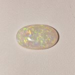 Natural Fire Opal white oval cabochon gemstone OP-007 from Australia