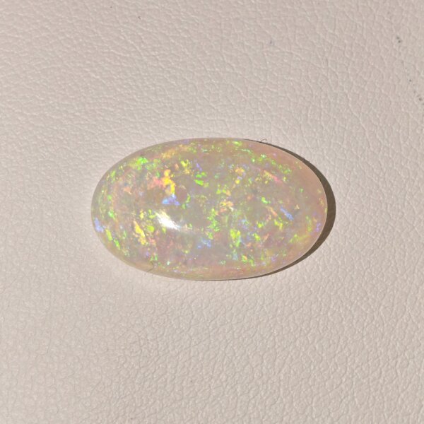Natural Fire Opal white oval cabochon gemstone OP-007 from Australia