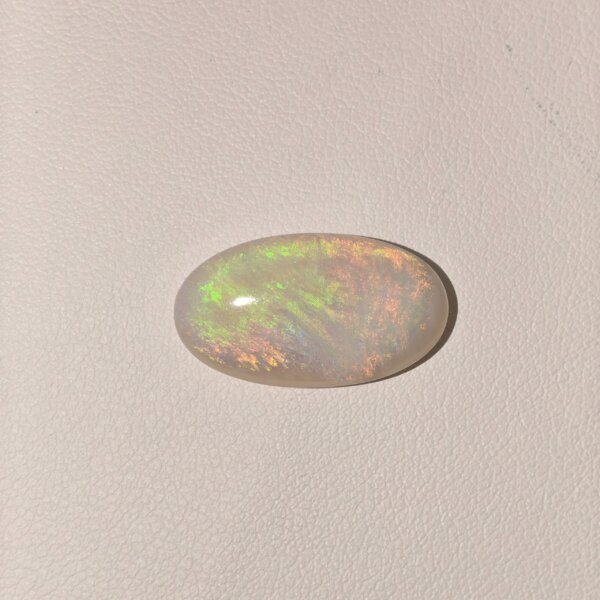 Natural Australian Fire Opal white oval cabochon gemstone OP-008 from Australia