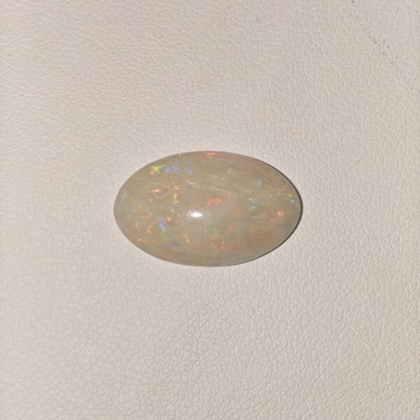 Natural Australian Fire Opal white oval cabochon gemstone OP-009 from Australia