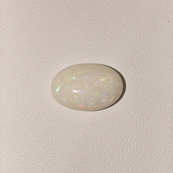 Natural Australian Fire Opal white oval cabochon gemstone OP-010 from Australia
