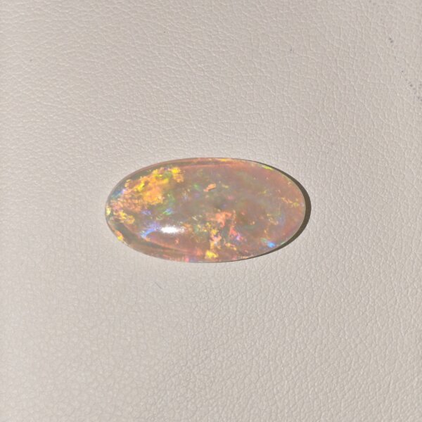 Natural Australian Fire Opal white oval cabochon gemstone OP-012 from Australia