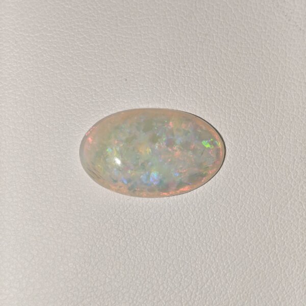 Natural Australian Fire Opal white oval cabochon gemstone OP-013 from Australia