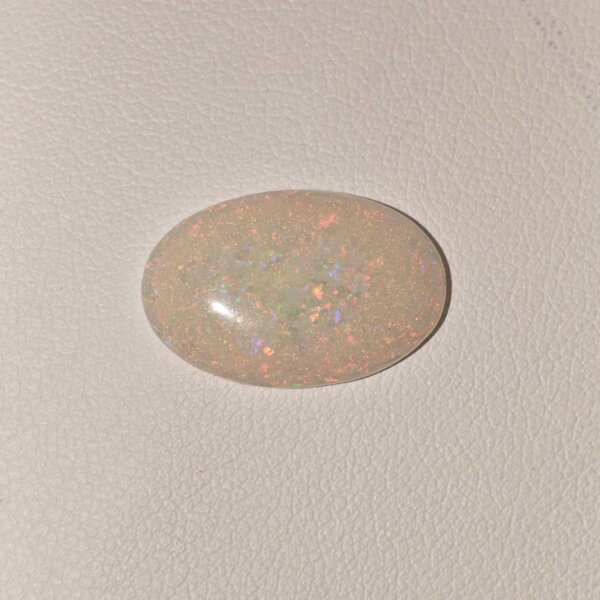 Natural Australian Fire Opal white oval cabochon gemstone OP-014 from Australia