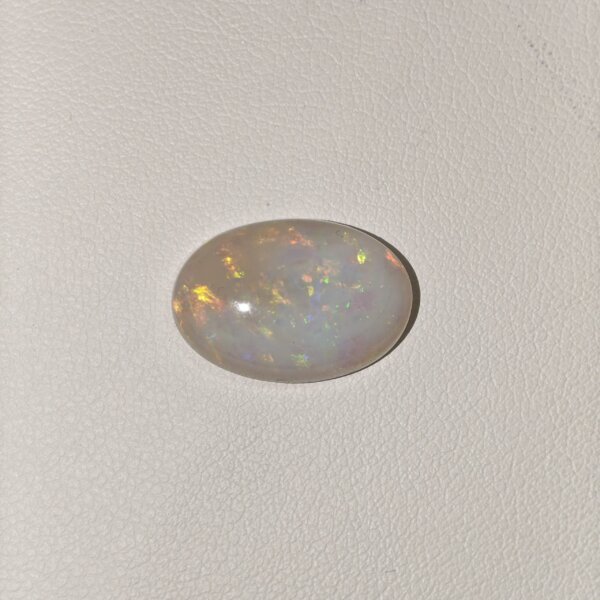 Natural Australian Fire Opal white oval cabochon gemstone OP-015 from Australia