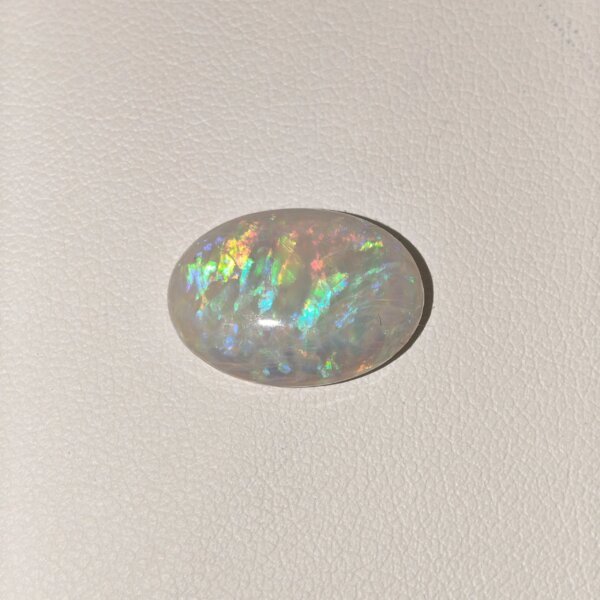 Natural Australian Fire Opal white oval cabochon gemstone OP-017 from Australia