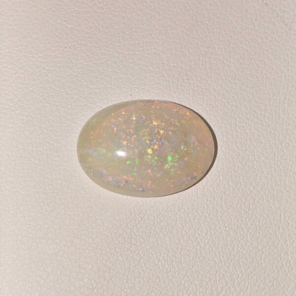 Natural Australian Fire Opal white oval cabochon gemstone OP-018 from Australia