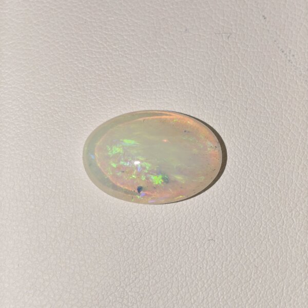 Natural Australian Fire Opal white oval cabochon gemstone OP-020 from Australia