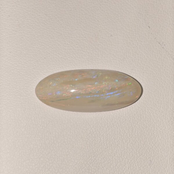 Natural Australian Fire Opal white oval cabochon gemstone OP-021 from Australia