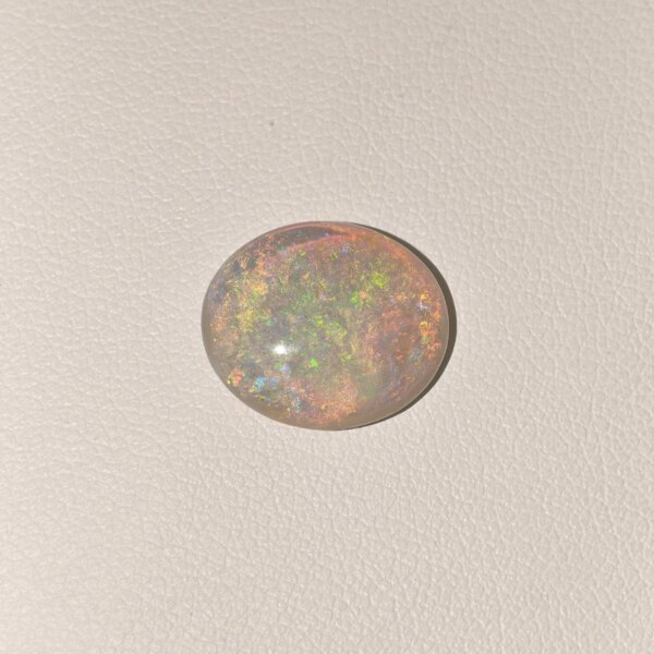 Natural Australian Fire Opal white oval cabochon gemstone OP-024 from Australia