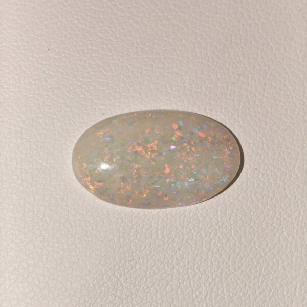 Natural Australian Fire Opal white oval cabochon gemstone OP-026 from Australia