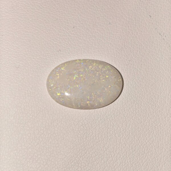 Natural Australian Fire Opal white oval cabochon gemstone OP-027 from Australia