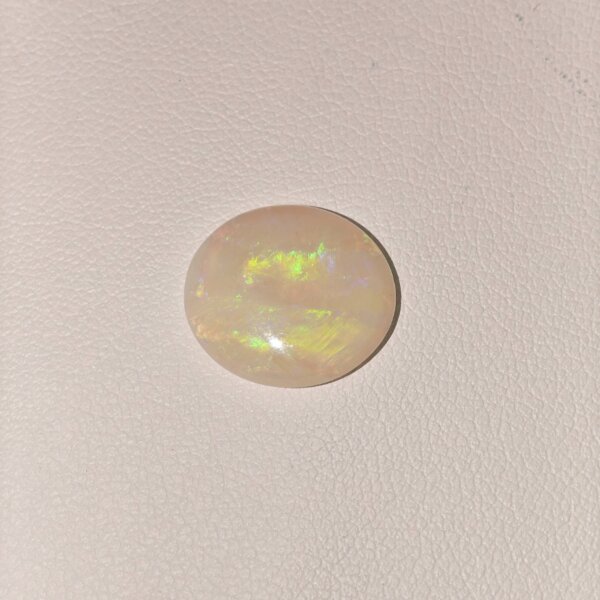 Natural Australian Fire Opal white oval cabochon gemstone OP-028 from Australia