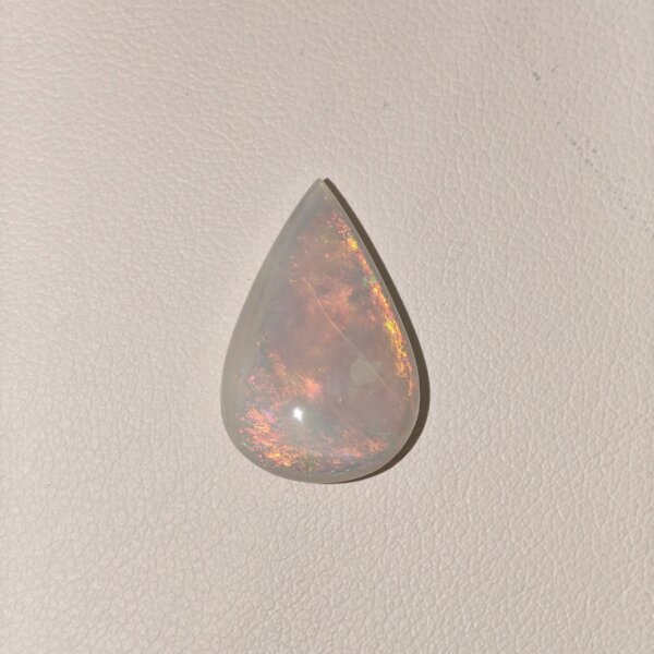 Natural Australian Fire Opal white pear cut gemstone OP-030 from Australia